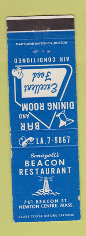 Matchbook Cover - Bonazoli's Beacon Restaurant Newton Centre MA WEAR