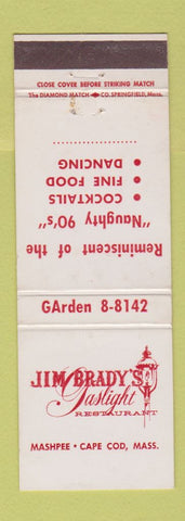 Matchbook Cover - Jim Brady's Gaslight Restaurant Mashpee MA