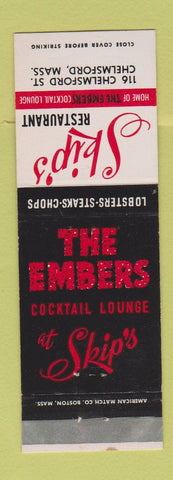 Matchbook Cover - Skip's Restaurant The Embers Chelmsford MA