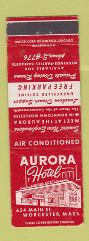 Matchbook Cover - Aurora Hotel Worcester MA