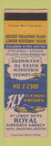 Matchbook Cover - Royal Aircoach Agency Hotel Bradford Boston MA