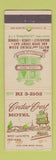Matchbook Cover - Cedar Crest Motel West Lafayette IN WEAR