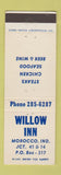 Matchbook Cover - Willow Inn Morocco IN