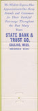 Matchbook Cover - State Bank Collins MS