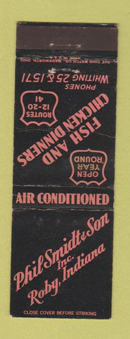 Matchbook Cover - Phil Smidt Restaurant Roby IN CREASE