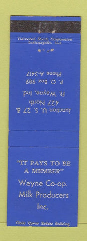 Matchbook Cover - Wayne COOP Milk Dairy Fort Wayne IN WEAR