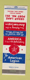 Matchbook Cover - American Legion Cedar Lake IN