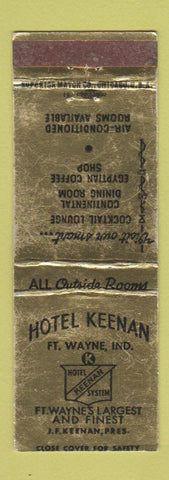 Matchbook Cover - Hotel Keenan Fort Wayne IN WORN