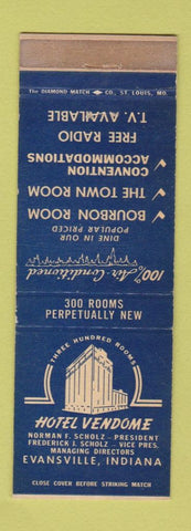 Matchbook Cover - Hotel Vendome Evansville IN WEAR