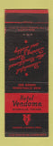 Matchbook Cover - Hotel Vendome Evansville IN WEAR