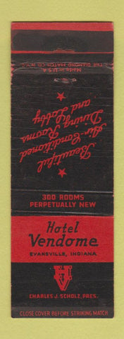 Matchbook Cover - Hotel Vendome Evansville IN WEAR