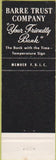 Matchbook Cover - Barre Trust Co Barre VT