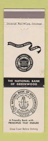 Matchbook Cover - National Bank of Greenwood IN