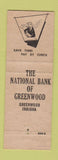 Matchbook Cover - National Bank of Greenwood IN