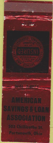 Matchbook Cover - American Savings Loan Portsmouth OH