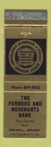 Matchbook Cover - Farmers and Merchants Bank Boswell IN