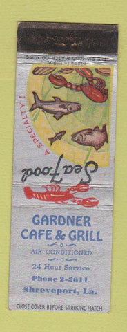 Matchbook Cover - Gardner Cafe Grill Shreveport LA WEAR