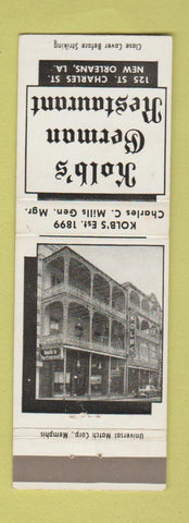 Matchbook Cover - Kolb's German Restaurant New Orleans LA