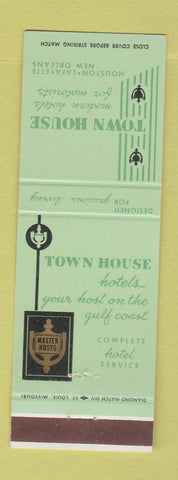 Matchbook Cover - Town House Hotels Houston TX New Orleans Lafayette LA