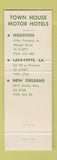 Matchbook Cover - Town House Hotels Houston TX New Orleans Lafayette LA