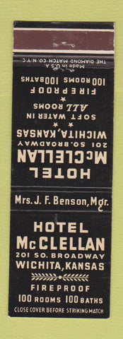 Matchbook Cover - Hotel McClellan Wichita KS