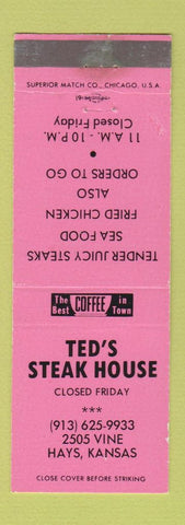 Matchbook Cover - Ted's Steak House Hays KS PINK WEAR