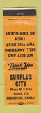 Matchbook Cover - Surplus City Herington KS WORN ORANGE