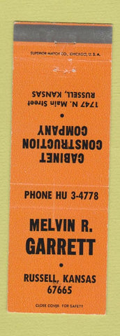 Matchbook Cover - Melvin Garrett Cabinets Russell KS