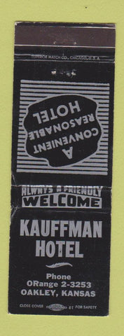 Matchbook Cover - Kauffman Hotel Oakley KS WORN