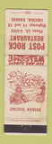 Matchbook Cover - Post Rock Restaurant Lincoln KS WEAR