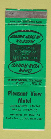 Matchbook Cover - Pleasant View Motel Greensburg KS WEAR