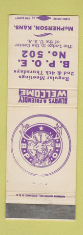 Matchbook Cover - Elks Lodge McPherson KS