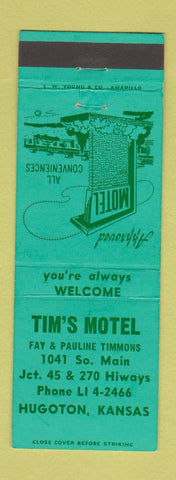 Matchbook Cover - Tim's Motel Hugoton KS