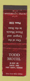 Matchbook Cover - Todd Motel Fort Scott KS WEAR