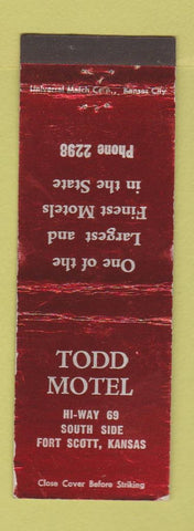 Matchbook Cover - Todd Motel Fort Scott KS WEAR