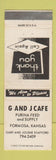 Matchbook Cover - G&J Cafe Formosa KS