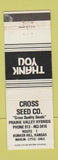 Matchbook Cover - Cross Seed Company Bunker Hill MS WEAR