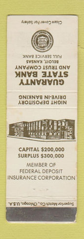 Matchbook Cover - Guaranty State Bank Beloit KS WORN