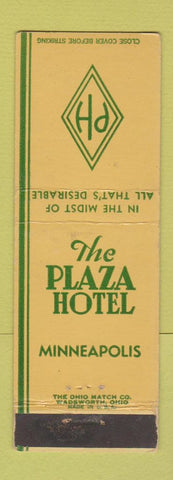 Matchbook Cover - Plaza Hotel Minneapolis MN
