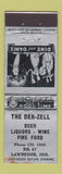 Matchbook Cover - Den Zell Restaurant Lawrence IN WORN