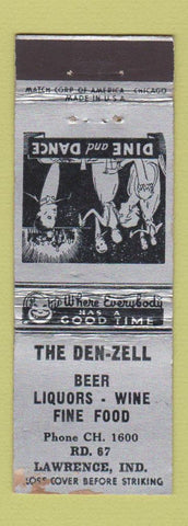 Matchbook Cover - Den Zell Restaurant Lawrence IN WORN