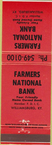 Matchbook Cover - Farmers National Bank Williamsburg KY