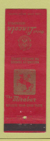 Matchbook Cover - Hotel Lincoln Mirabar Indianapolis IN RED