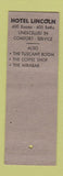 Matchbook Cover - Hotel Lincoln Mirabar Indianapolis IN RED