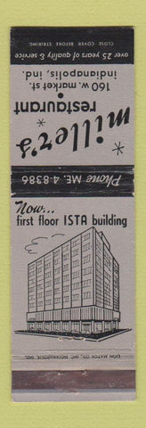 Matchbook Cover - Miller's Restaurant Indianapolis IN