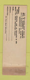 Matchbook Cover - Wm Barrett Insurance Indianapolis IN WEAR
