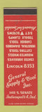 Matchbook Cover - General Supply Indianapolis IN SAMPLE