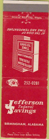 Matchbook Cover - Jefferson Federal Savings Birmingham AL