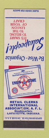 Matchbook Cover - Retail Clerks Union Lafayette IN