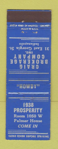 Matchbook Cover - Craig Brokerage Indianapolis IN